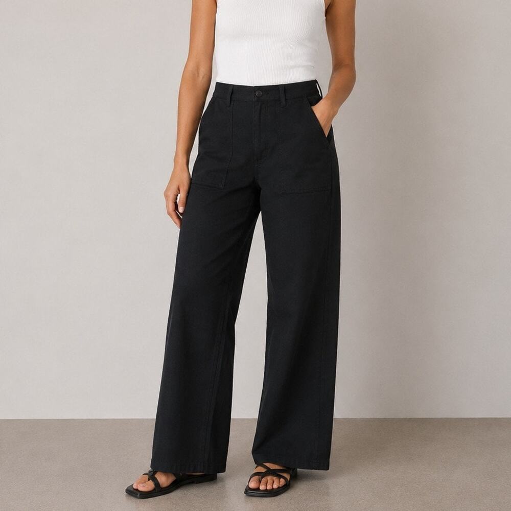 J.Crew Camp Pocket Wide Leg Pant Black Size 28 Petite NWOT